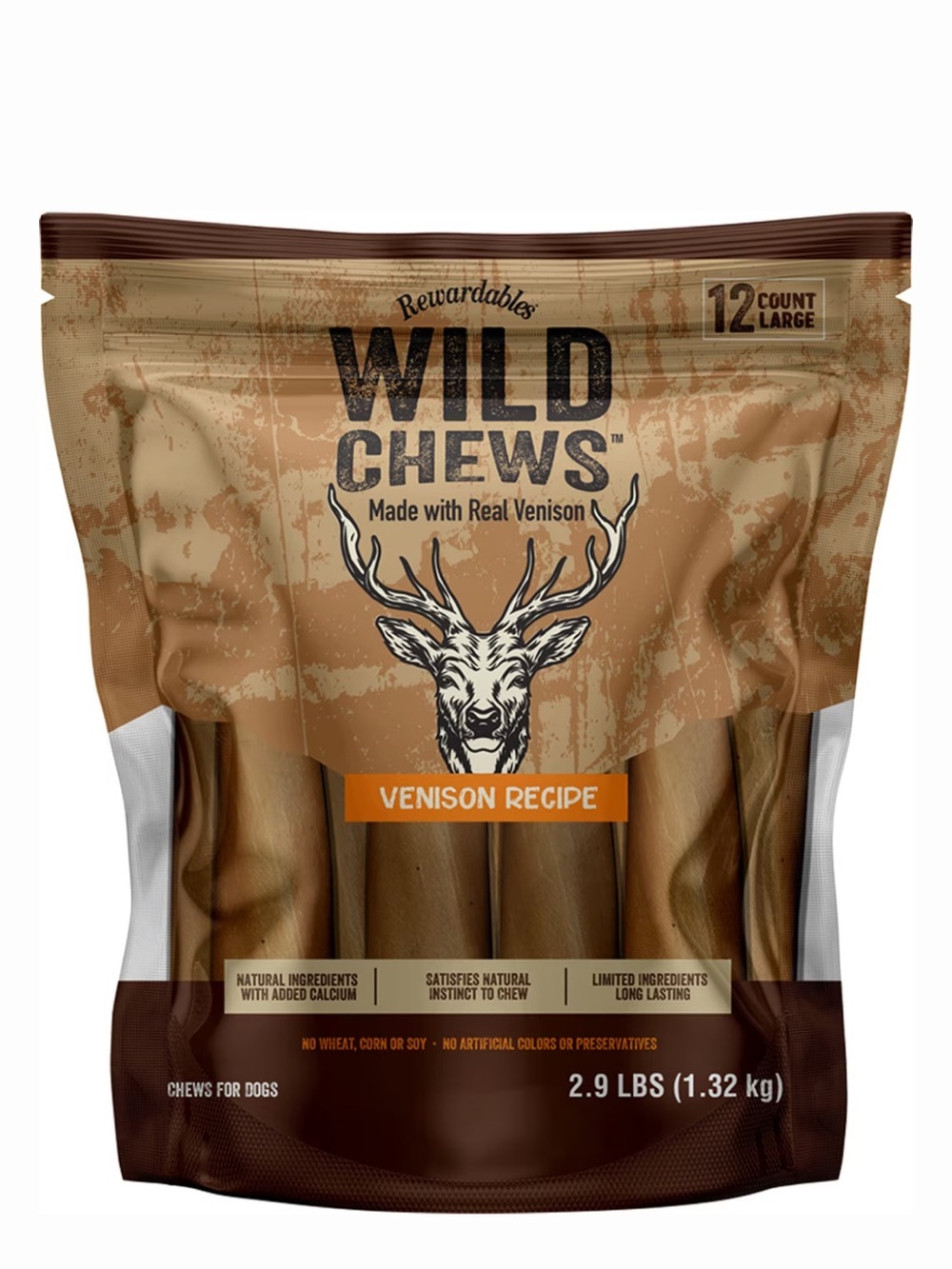 Wild Chews Venison Recipe Dog Chews - Brown